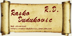 Raško Duduković vizit kartica